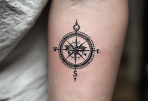 world map compass/clock tattoo idea