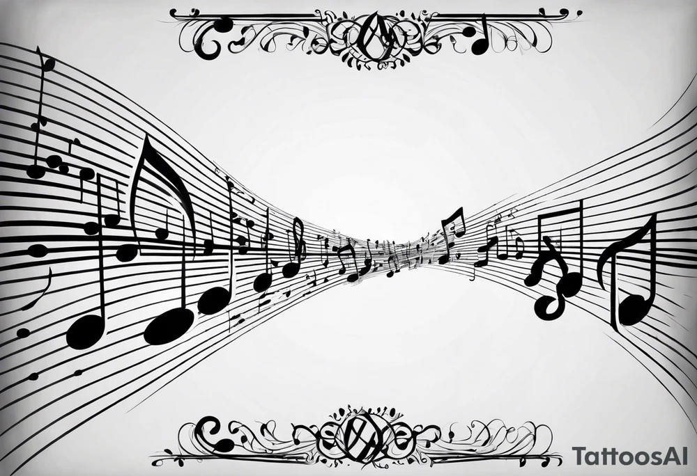Music notes shaped as DNA tattoo idea