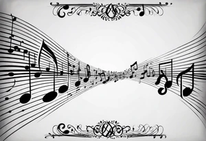 Music notes shaped as DNA tattoo idea