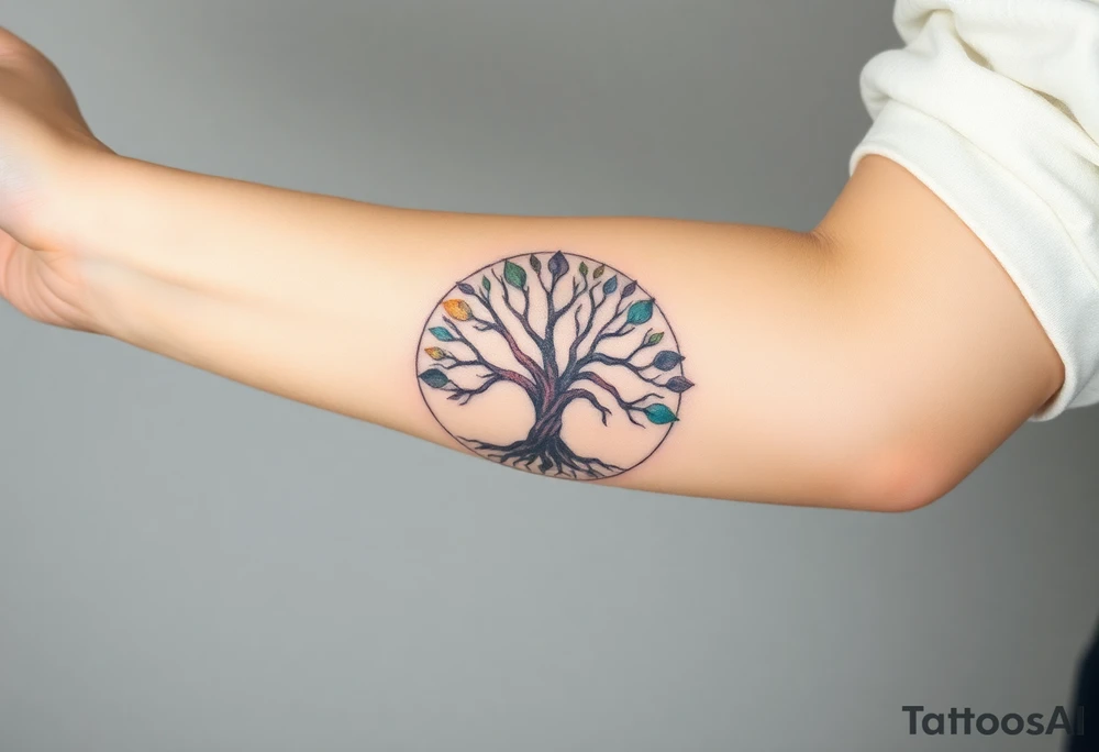 Tree of life circle tattoo idea