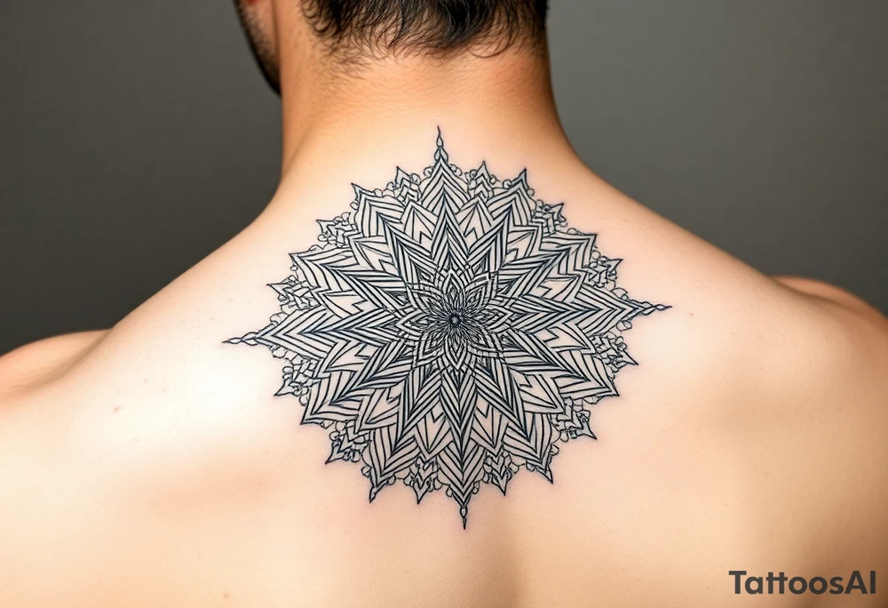 intricate mandala with sacred geometry and cosmic elements tattoo idea