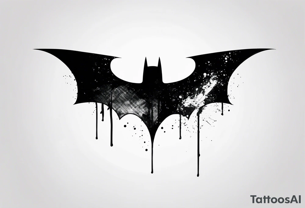 batman symbol grunge tattoo idea