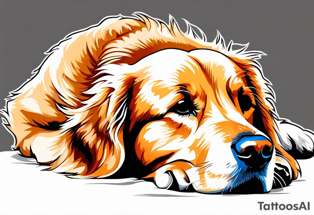 golden retriever sipping coffee tattoo idea