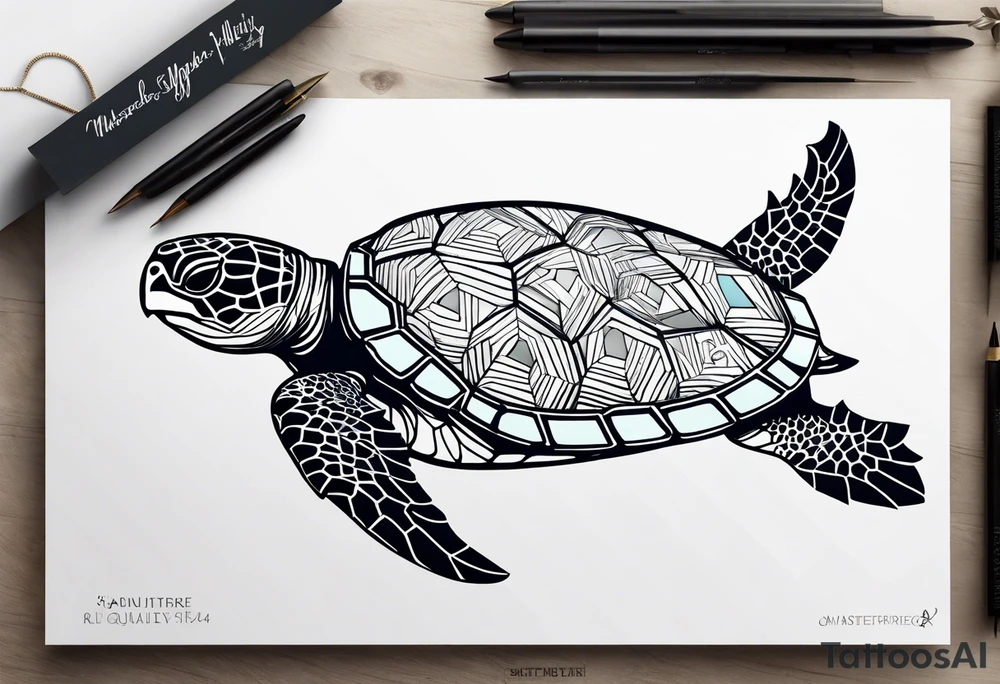 Geometric seaturtle tattoo idea