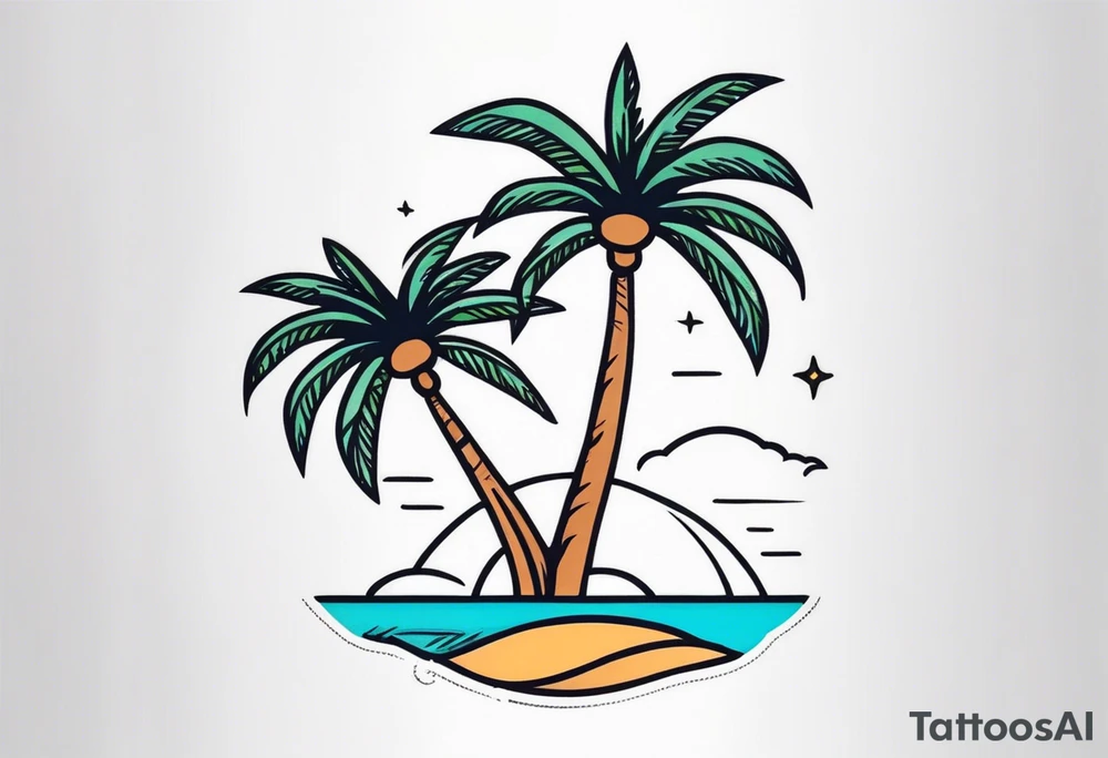 fine line tattoo of a palm tree tattoo idea