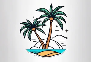fine line tattoo of a palm tree tattoo idea