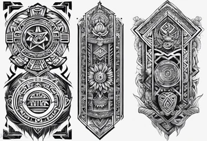 mayan rune sleeve tattoo idea