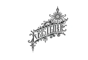 long ornament shaman style mytical with ancient rhyme letters tattoo idea
