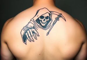 Simple grim reaper with his hand reached out to hold tattoo idea