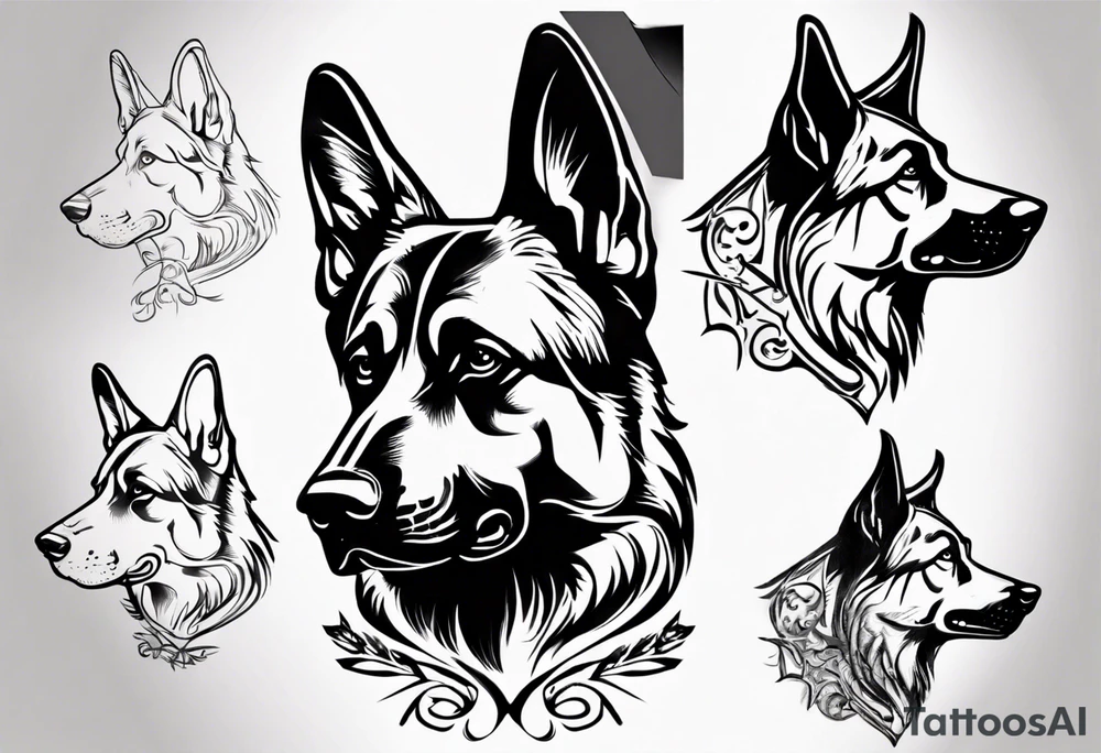German shepherd profile tattoo idea
