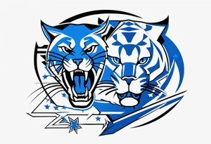 unique blue wildcat attire showing players morphing into jfootball game night tattoo idea