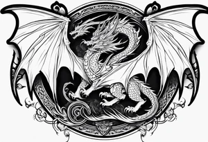 Dragon wings on back tattoo idea