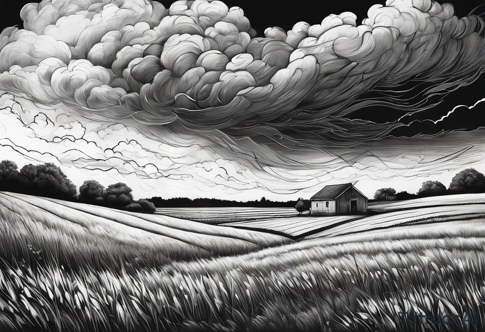 A storm flying over a field tattoo idea