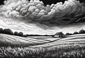 A storm flying over a field tattoo idea