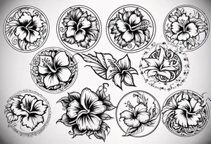 Round ornament hibiscus tattoo idea