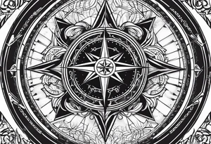 Christian protection symbols over compass tattoo idea