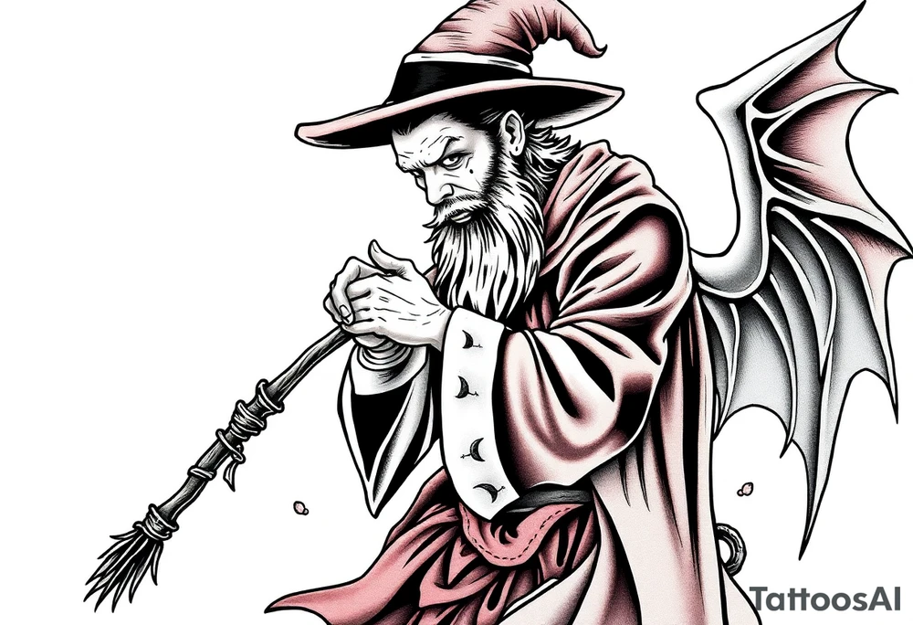Guy exploring witch supplies tattoo idea