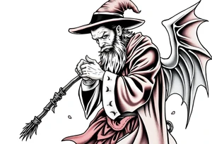 Guy exploring witch supplies tattoo idea