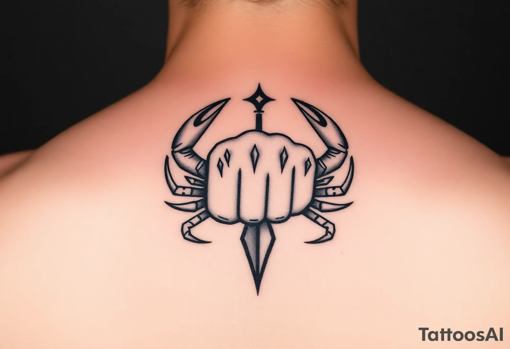 Symbol of mental health struggle, cancer astrological sign, closed fist tattoo idea