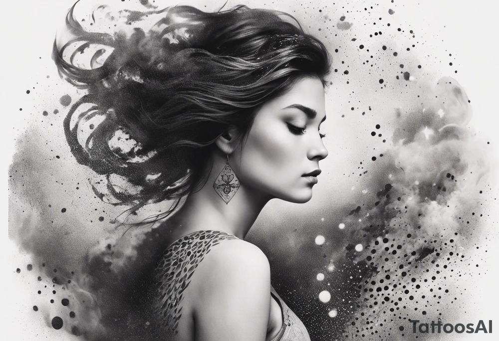 Resurrection strength and courage Beautiful Woman walking through fire and chaos to inner peace and self-love  ethereal tattoo idea