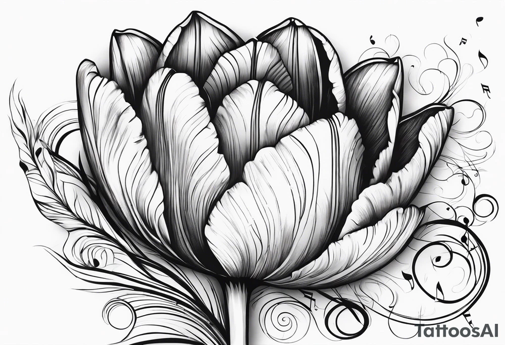 Tulip with music note tattoo idea