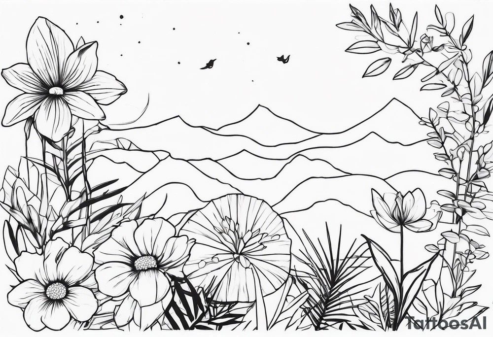 Jungle flowers tattoo idea