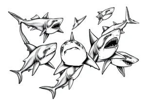 school of sharks from an above view tattoo idea