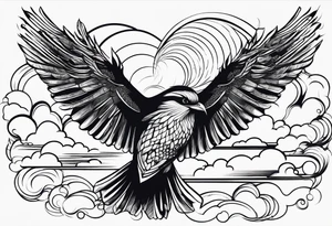 birds and clouds optical illusion tattoo idea