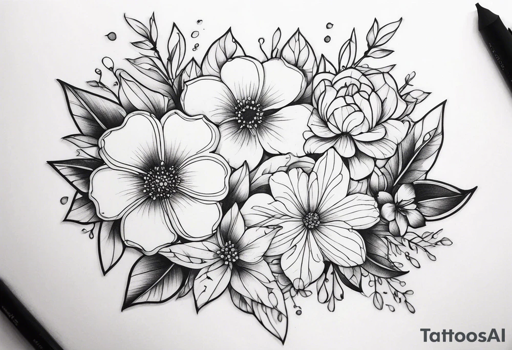 Tiny florals on shoulders tattoo idea
