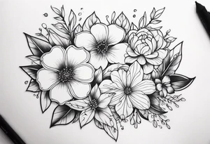 Tiny florals on shoulders tattoo idea