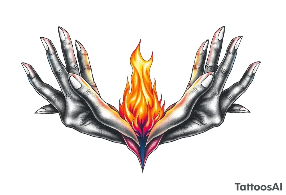 Fire between hands tattoo idea