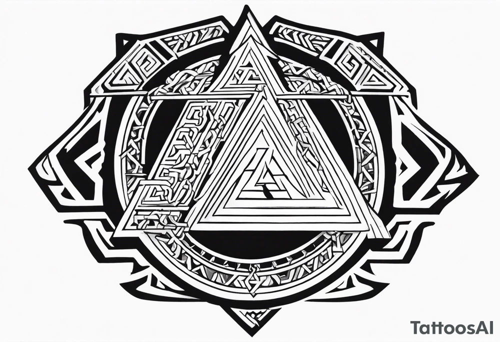 Valhalla shield valknut axe steps tattoo idea