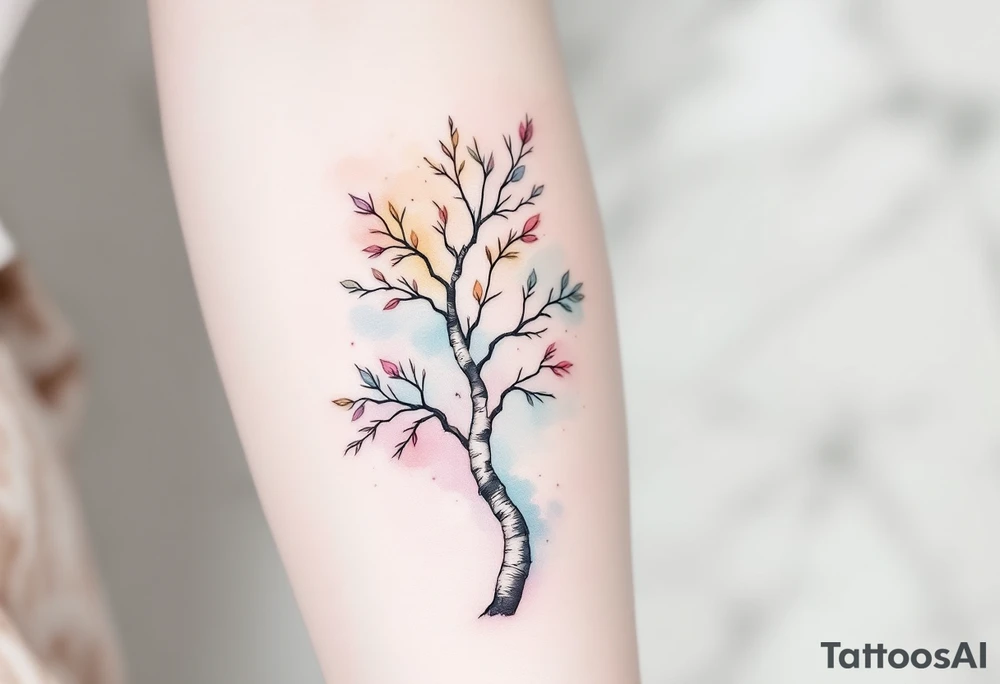small birch tree tattoo idea