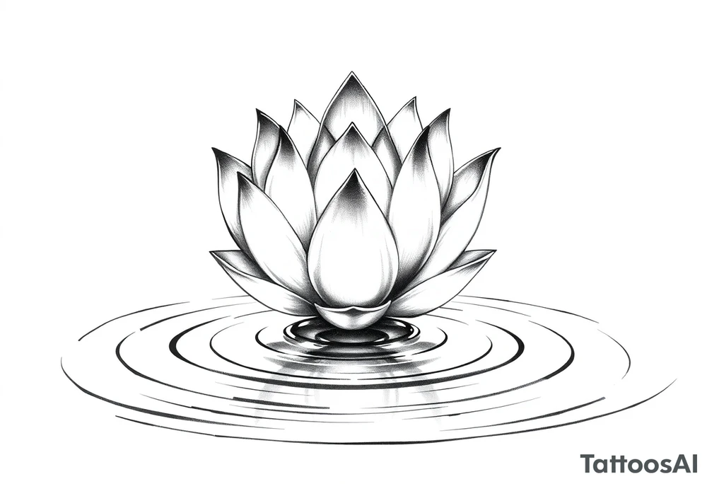 serene lotus flower emerging from sacred waters with ripples tattoo idea