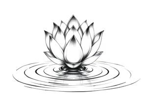 serene lotus flower emerging from sacred waters with ripples tattoo idea