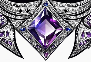 Delicate but strong garter tattoo band with sprinkles of stars and a amethyst, blue sapphire and peridot birthstone tattoo idea