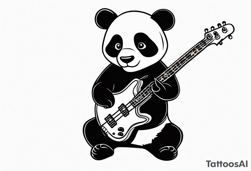 A panda playing the bass guitar tattoo idea