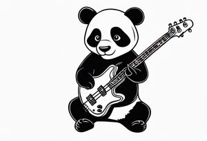 A panda playing the bass guitar tattoo idea