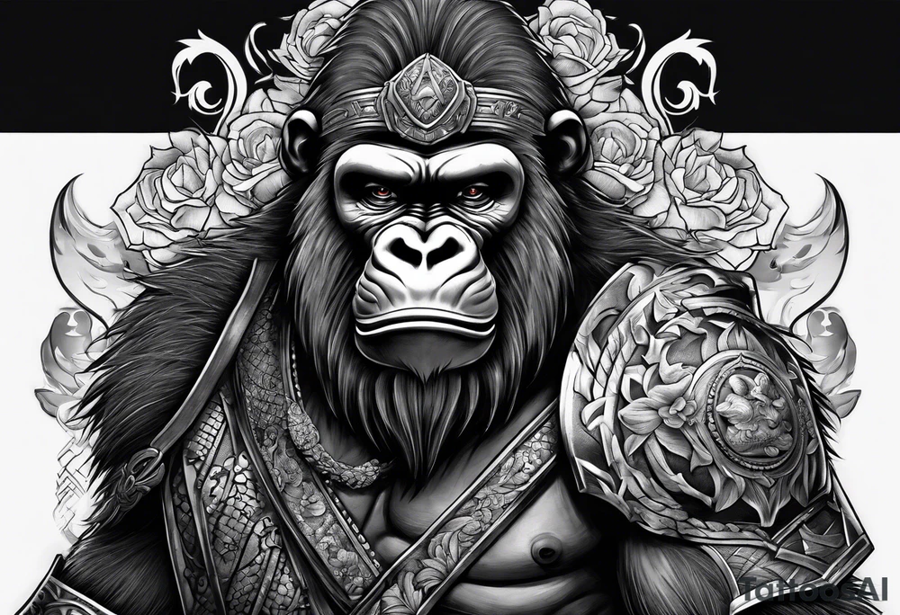 Warrior and gorilla tattoo idea