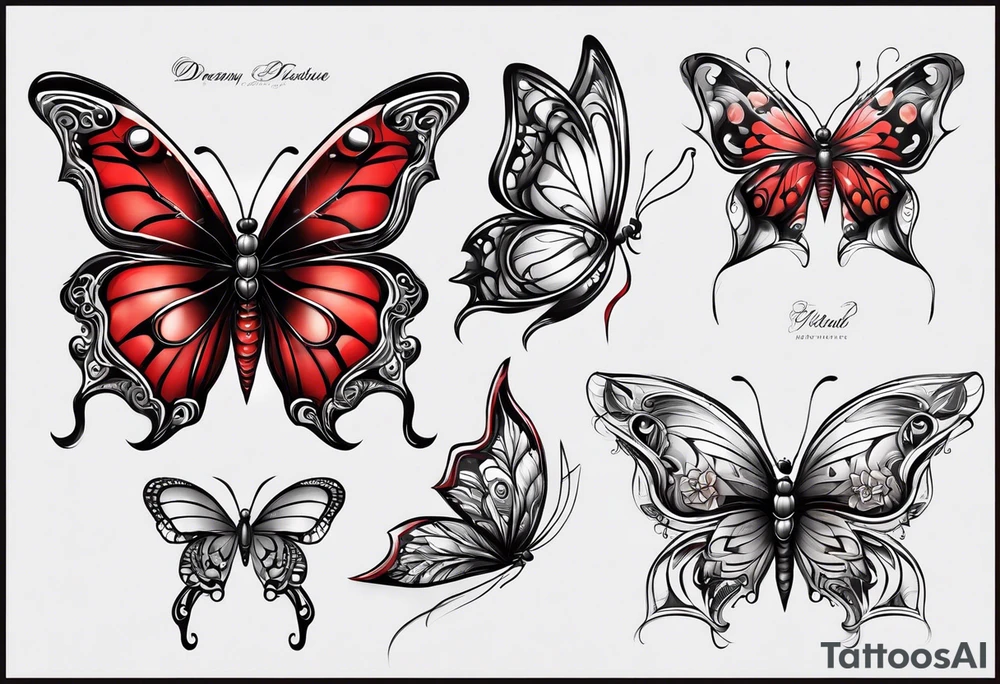 red butterfly spider dreamy tattoo idea