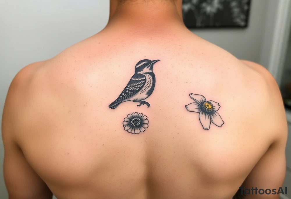 Meadowlark, western yellow swallowtail, Indian blanket flower tattoo idea