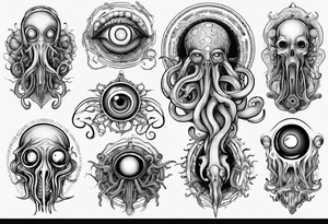 lovecraft them with eye and tentacle tattoo idea