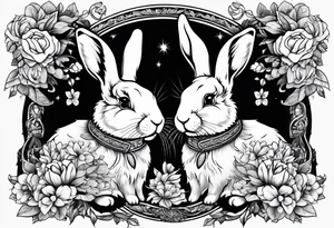 two opposite bunnies tattoo idea