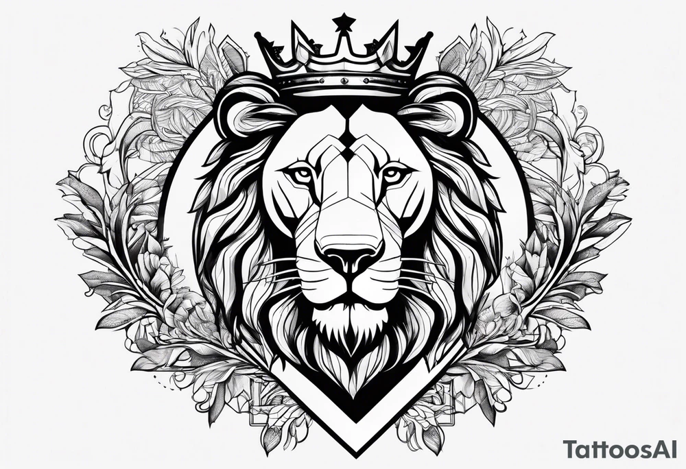Lion wearing a crowing with the initial p in the crown tattoo idea Lion wearing a crowing with the initial p in the crown tattoo idea