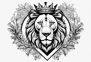 Lion wearing a crowing with the initial p in the crown tattoo idea