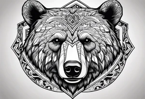 Bear head in the middle of a sheild tattoo idea