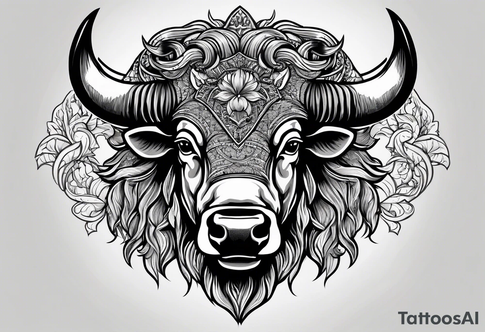 Bison head tattoo idea