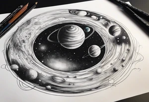 Planets orbiting a black hole tattoo idea