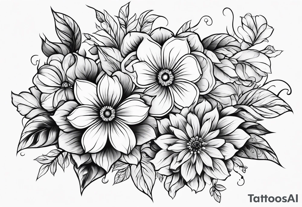 ornaments of flowers tattoo idea