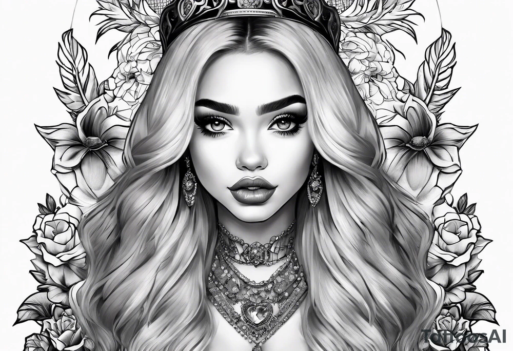 Sabrina carpenter Bratz style tattoo, full body of her, tattoo idea